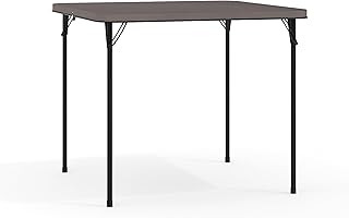 Flash Furniture Dunham 2.83' Square Plastic Folding Event Table with Carrying Handle, Bi-Fold Banquet Table for Indoor/Outdoor Events, Dark Gray