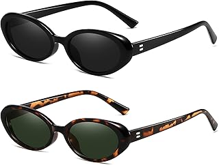 Retro Oval Sunglasses for Women Men Fashion Small Oval Sunglasses 90s Vintage Shades