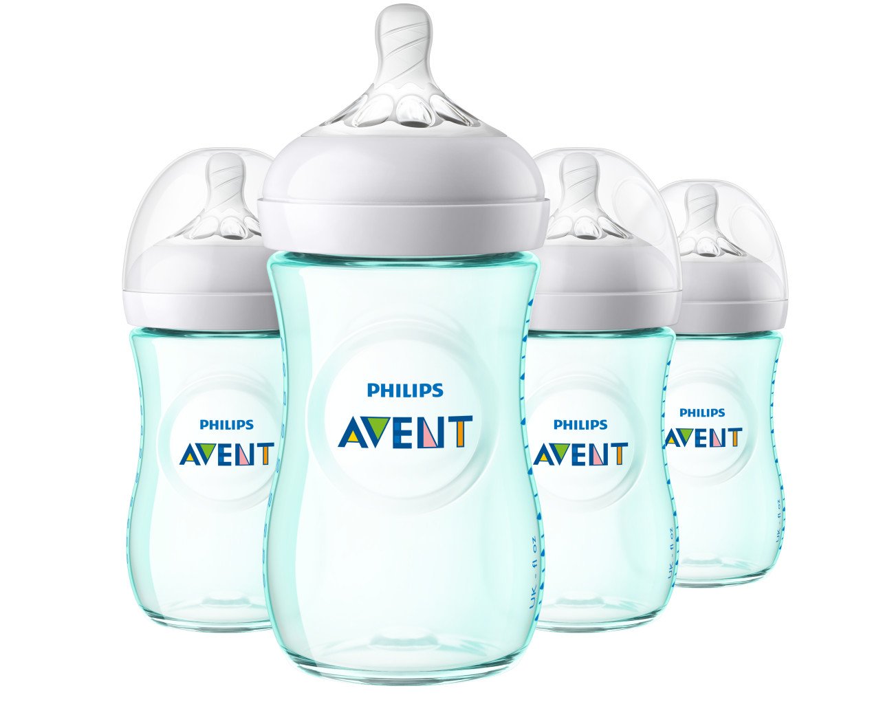 Philips Avent Natural Baby Bottle, Teal, 9oz, 4pk, SCF013/44