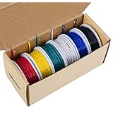 18 awg Solid Wire-18 Gauge Tinned Copper Wire, PVC (OD: 1.88 mm) -6 Different Colored 20 ft / 6 m Each,Jumper Wire- Hook up Wire Kit