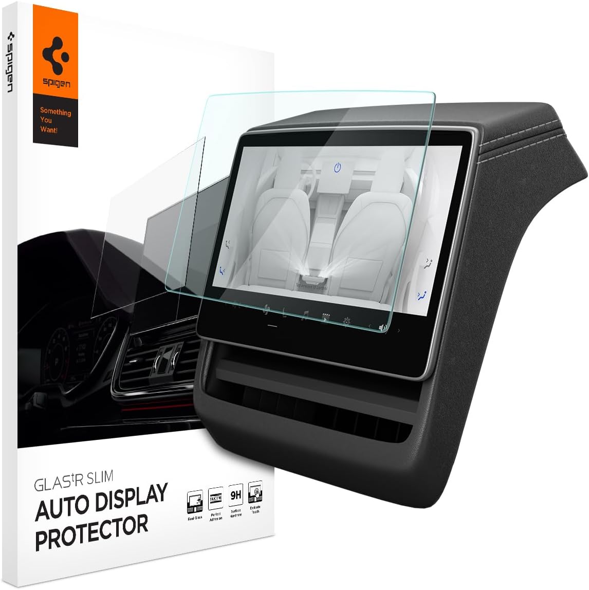Spigen Tempered Glass Screen Protector [GlasTR Slim] designed for Tesla Model 3 (2024/2025), New Model Y Juniper (2025/2026) 8" Rear Touchscreen - Matte/Anti Finger Print