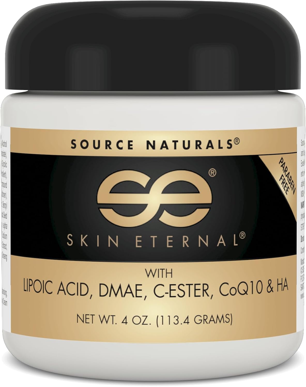 Source Naturals Skin Eternal Cream - Paraben Free With Lipoic Acid, DMAE, C-Ester, CoQ10 & HA - 4 oz Original Formula