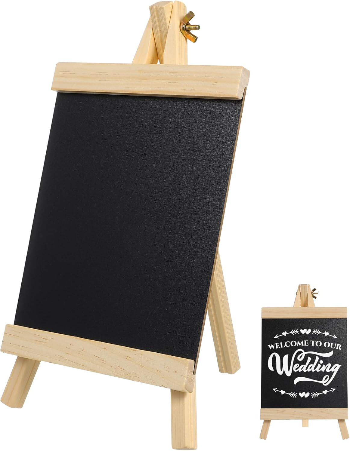 jojofuny Mini Chalkboard Stand Wooden Blackboard Tabletop Chalkboard Sign Small Blackboard Signs for Restaurants, Bar, Wedding, Home Decor, 16 x 29 cm