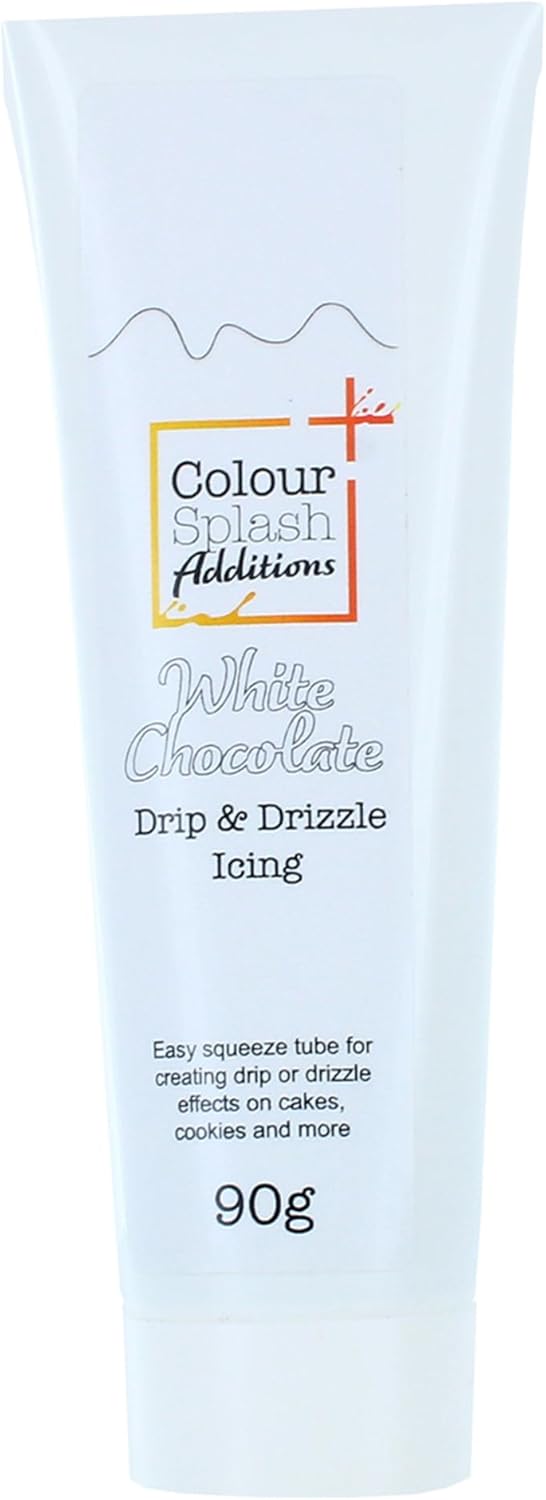 Colour Splash Drip & Drizzle | White Chocolate Colour | Cake Drip Icing For Decorating Celebration Cakes, Cupcakes, And Cookies, Easy Squeeze Tube - 90g
