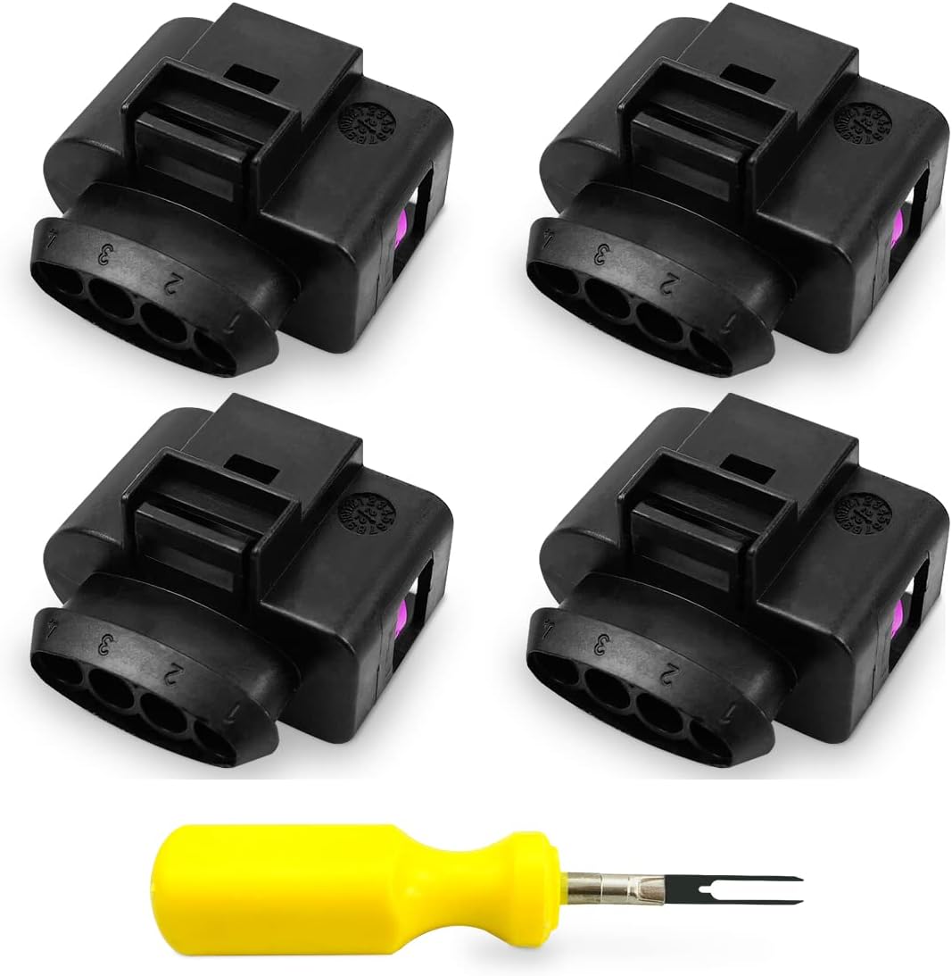 4 Pcs Ignition Coil Connector Repair Kit Fits for VW Passat Tiguan Beetle Golf Jetta AUDI A3 A4 A5 A6 Q7 TT R8, Harness Plug Replace 4B0973724 4B0-973-724