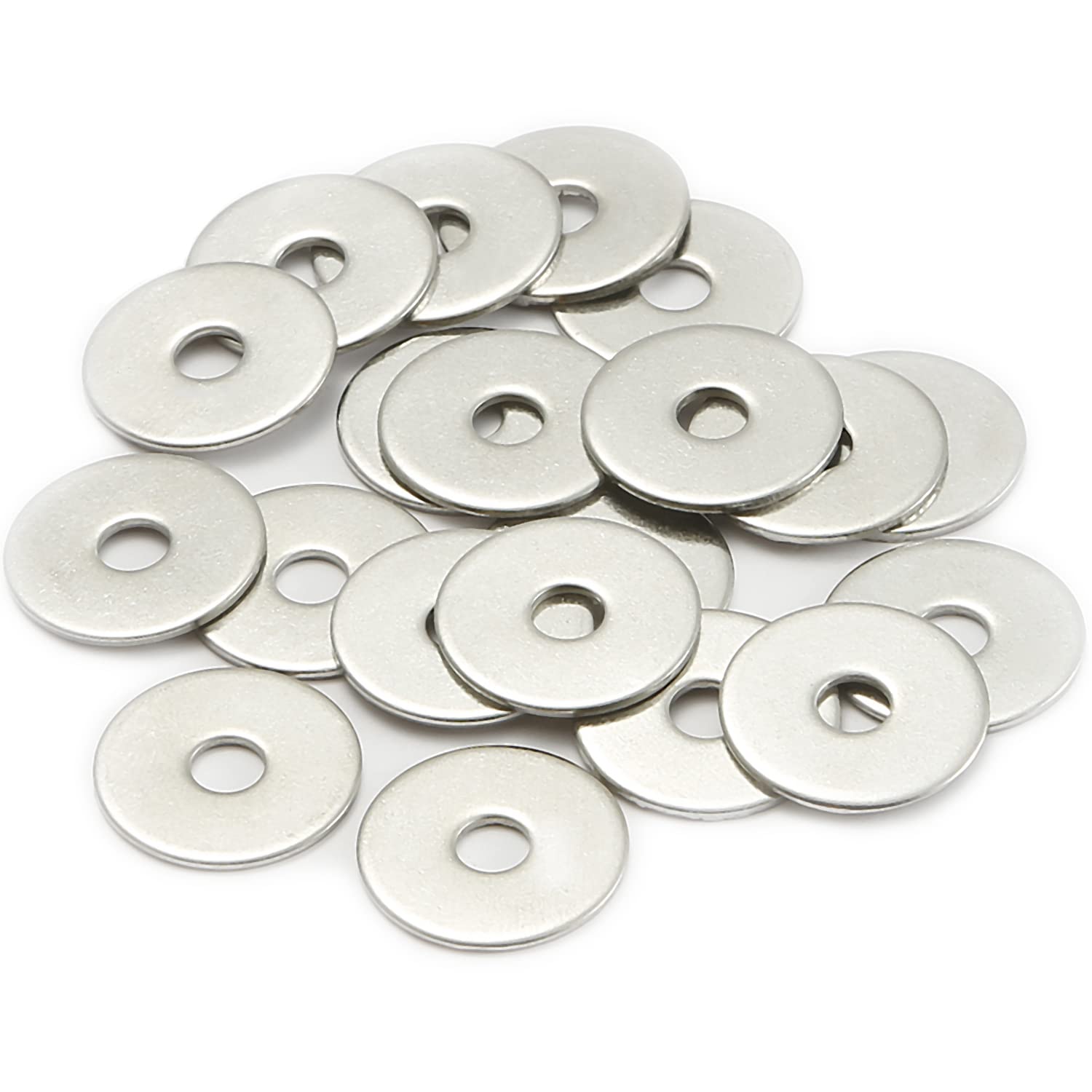 AMLOOPH M6 Washers, M6 x 25mm Metal Flat Penny Washer Thickness 1.5mm- A2 304 Stainless Steel Washers (20 Pack), Large OD Plain Wide Metal Round Flat Spacer Repair Washer for Screws Bolts