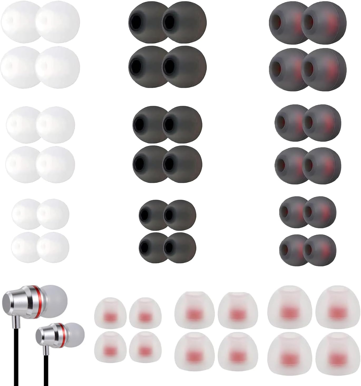 Earbud Tips, 48 PCS Silicone Replacement Earbud Tips Buds - Ear Bud Replacements Tips with Excellent Noise Isolation and Comfort - 4 Colors, 3 Sizes (S/M/L) - Ideal for Bluetooth and Wired Headphones