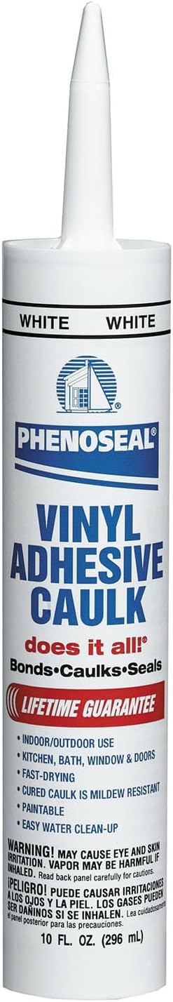 DAP 5 Phenoseal, White Vinyl Adhesive Caulk, 10 oz