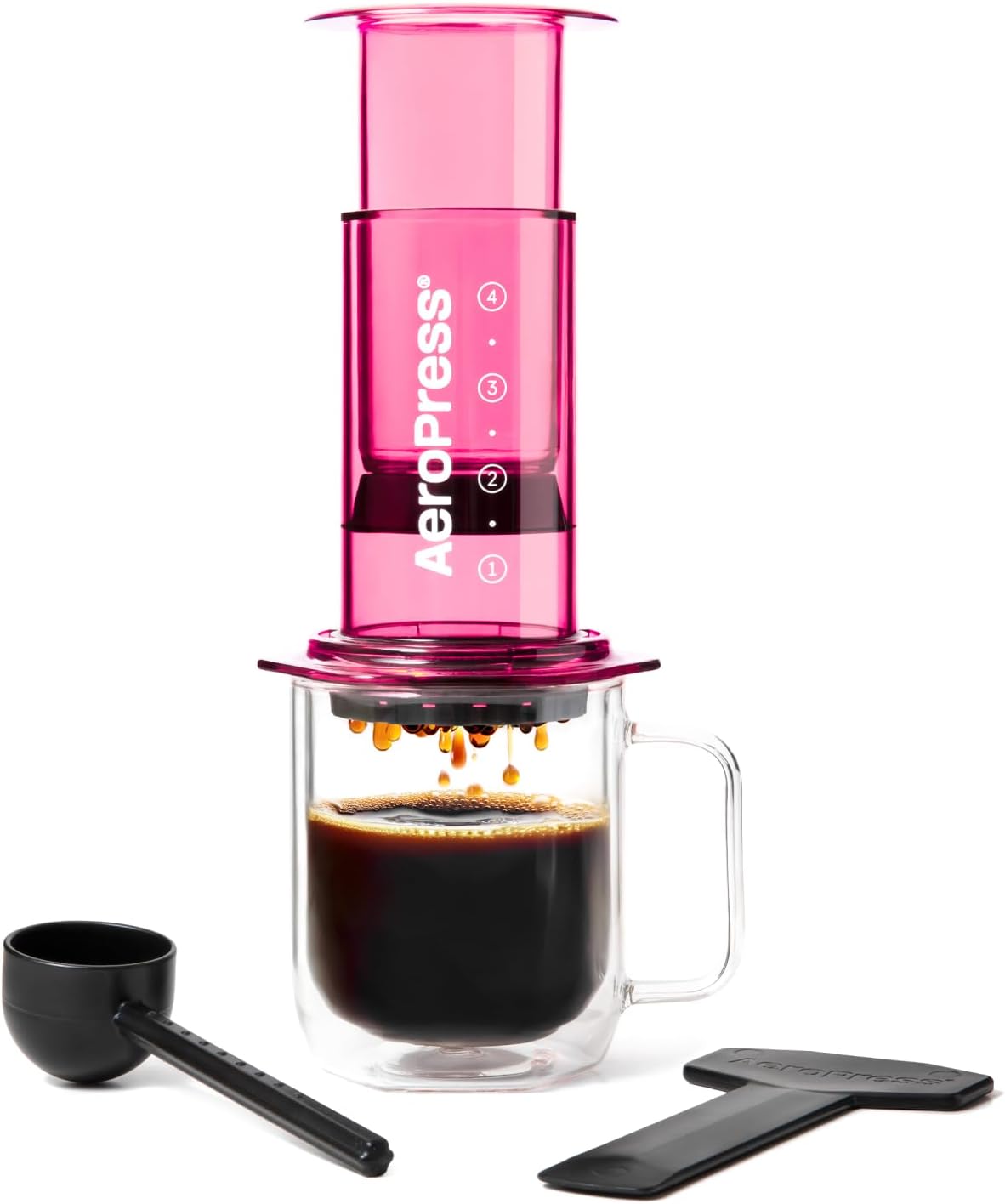 AeroPress Clear Pink Coffee Press, French Press, Pour-Over & Espresso Style