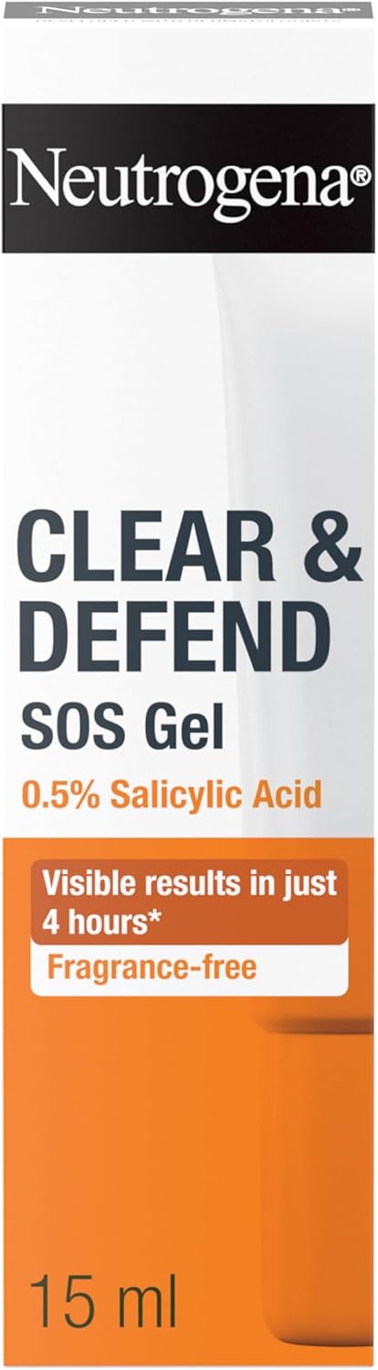 Neutrogena Clear and Defend SOS Gel (15ml), Oil-Free Face Gel for Spot-Prone Skin, with Purifying 0.5% Salicylic Acid to Help Reduce the Appearance of Spots
