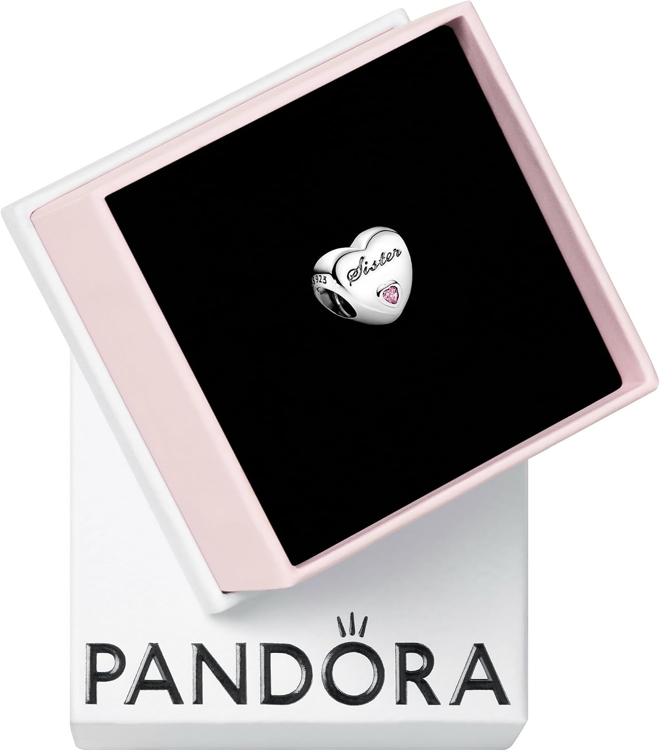 PANDORA Sister's Love Charm - Compatible Moments - Jewelry for Women - Sterling Silver Bracelet Charm with Cubic Zirconia - Gift with Gift Box