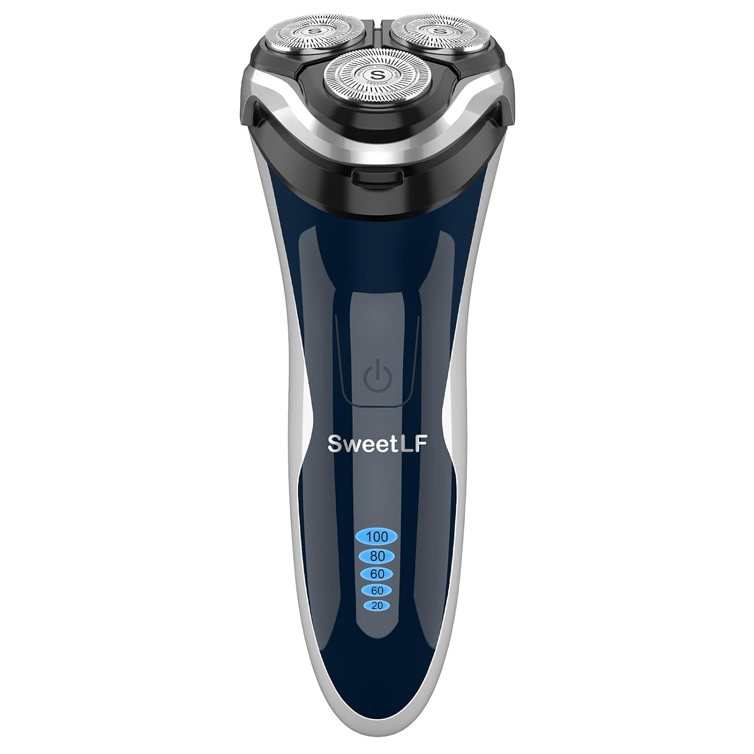 SweetLF Electric Razor for Men, 100% Waterproof, Type C Rechargeable, Wet & Dry Rotary Shaver, Pop-up Trimmer, Corded & Cordless, Navy Blue
