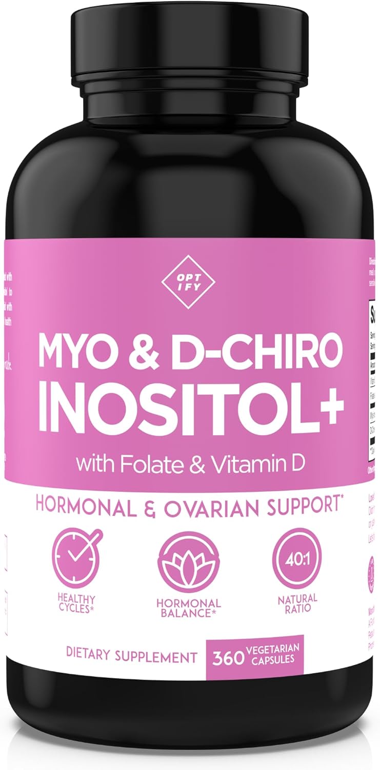 Optify Inositol Supplement for Women – 90-Day Supply – Myo-Inositol and D-Chiro Inositol with Folate and Vitamin D – 40:1 Ratio – Hormone Balance & Ovarian Support - 360 Capsules
