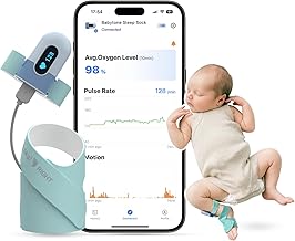 Babytone Baby Sleep Monitor, Baby Oxygen Monitor, Tracking Avg O2, Pulse Rate and Movement for Infant, Wearable Foot Monitor Smart Sock with Bluetooth and APP, for 0-36 Months Newborn's Sleep