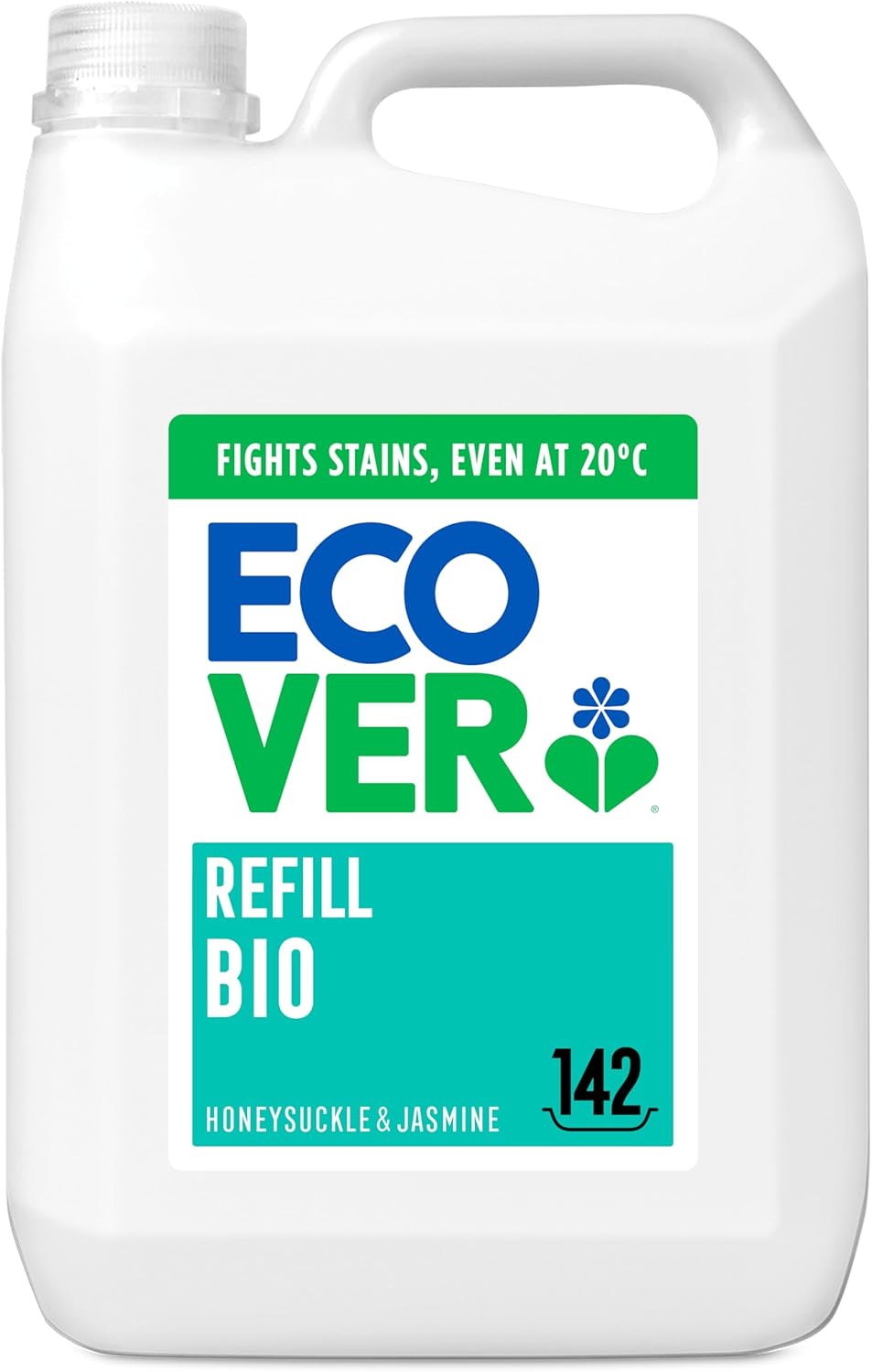Ecover Concentrated Bio, Laundry Detergent Refill, Laundry Washing Liquid, Honeysuckle & Jasmine, 142 Washes, 5L