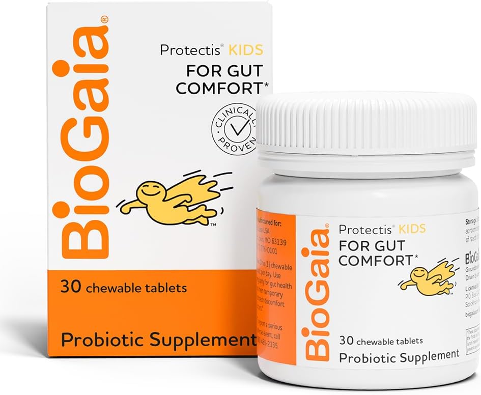 BioGaia Protectis Kids | Probiotic for Ages 3+ | Eases Occasional Digestive Issues & Promotes Regularity | Allergen, Dairy, Soy & Gluten Free | Backed by 30 Years of Research | 30 Day Supply