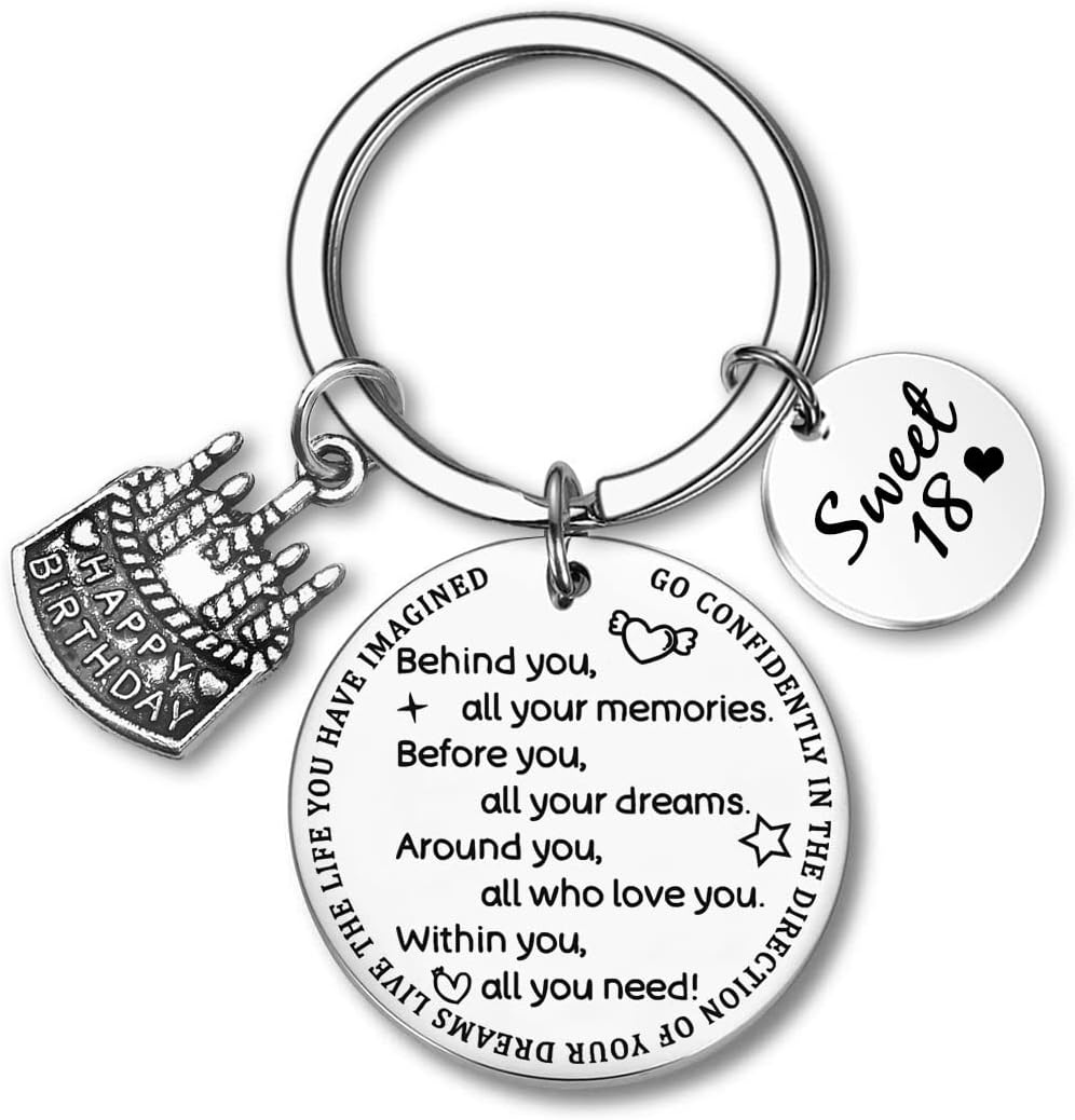 Birthday Gift Keychain,Happy Birthday Cake Jewelry Charm Keyring for Friends Families Couples Students