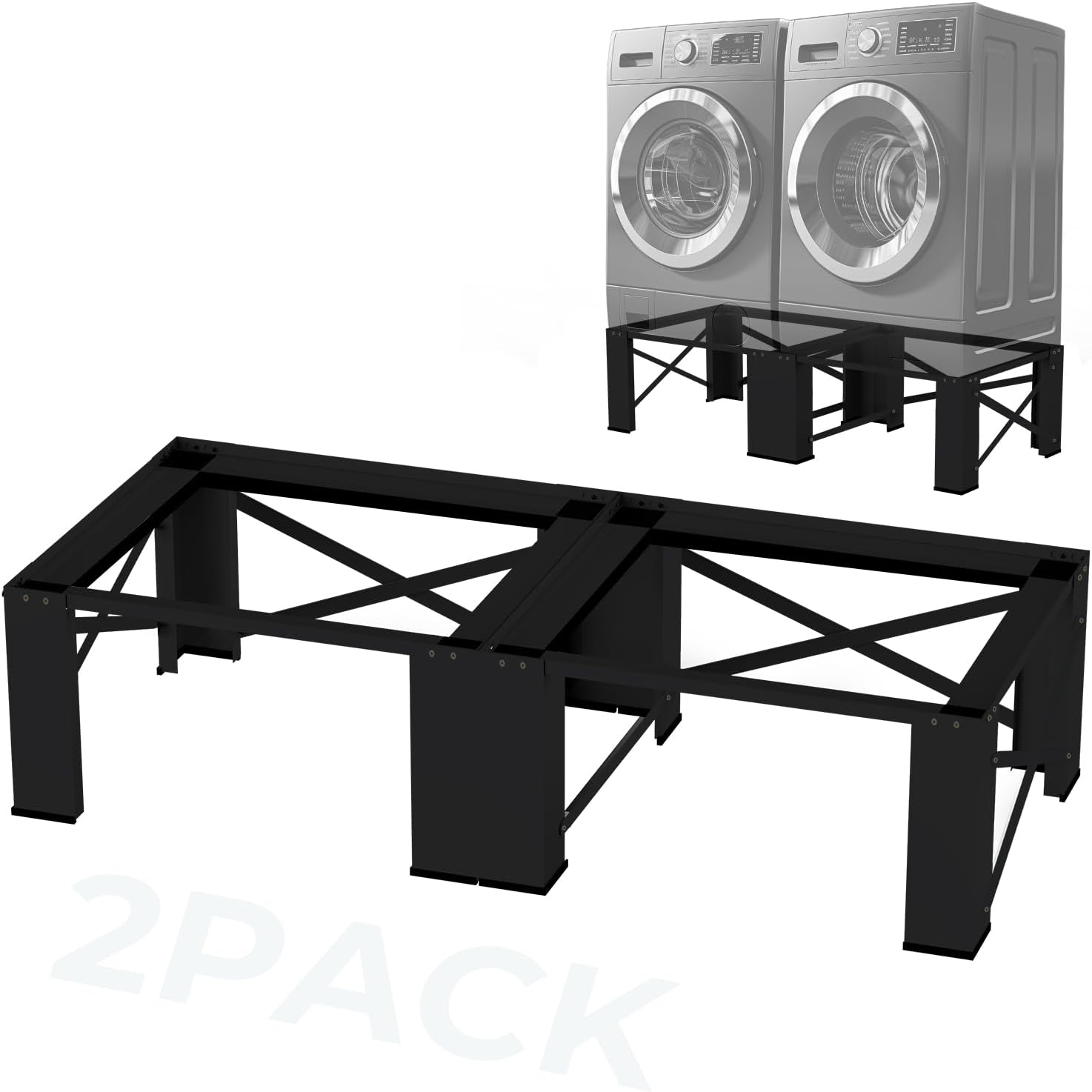 28" Dual-Pack Washer Dryer Laundry Pedestals - Laundry Pedestal for Washer and Dryer Stand, Steel Washing Machine Stand Raiser, Compatible with Most 4.8-5.3 cu. ft. Capacity Washer Black
