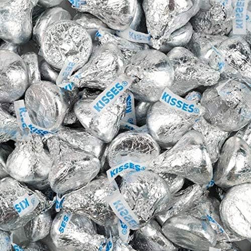 Hershe'ysKISSES Milk Chocolate Candy, Approx 60 Pieces Solid Milk Chocolate Kisses In Siver Foil Wrap