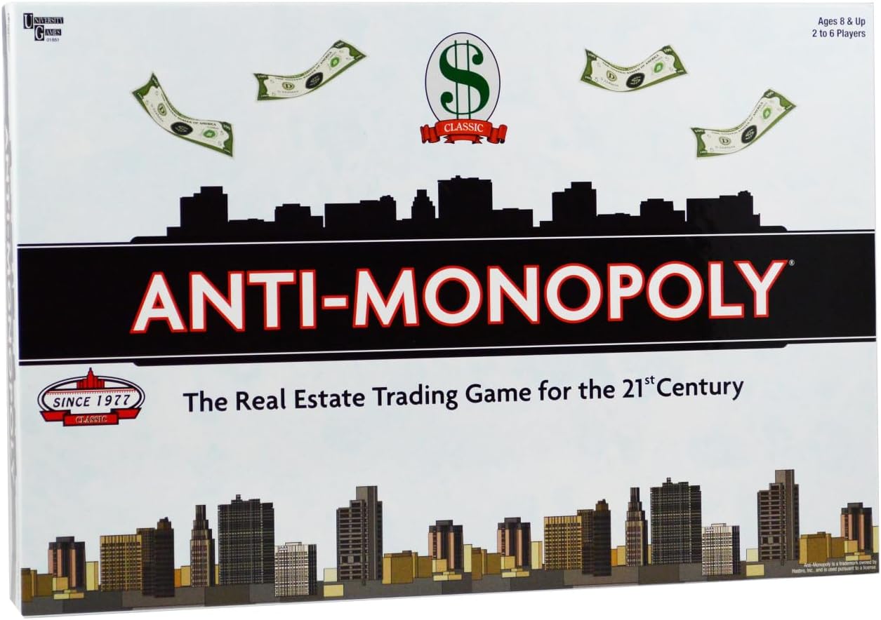 University Games Anti-Monopoly - Fresh Twist on the Classic Real Estate Game for 2-4 Players, Ages 8 and Up