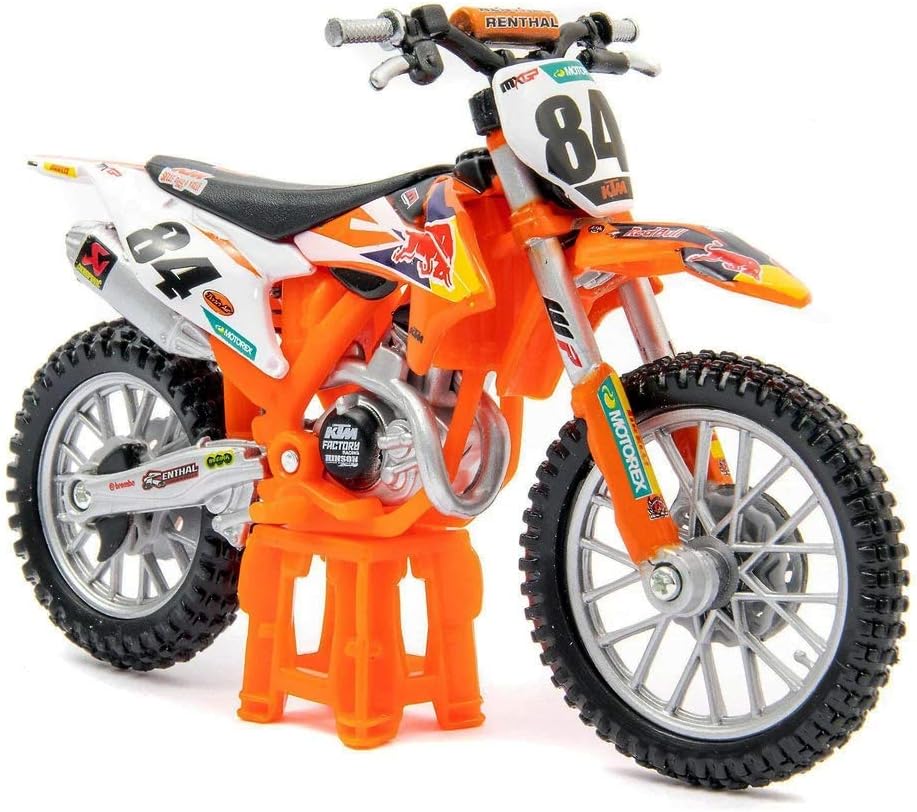 Bburago WRB KTM Cycle - KTM 450 SX-F Factory Edition (2018) Motorbike - 1:18 Scale - Incredibly Detailed Die-Cast Replica Collectible Motorcycle Model, Orange