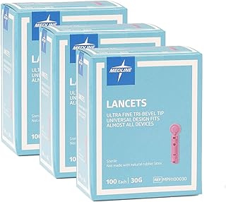 Medline General Purpose Lancet, Can be Used with Most Universal Lancing Devices, 30G, Box of 100 (Pack of 3)