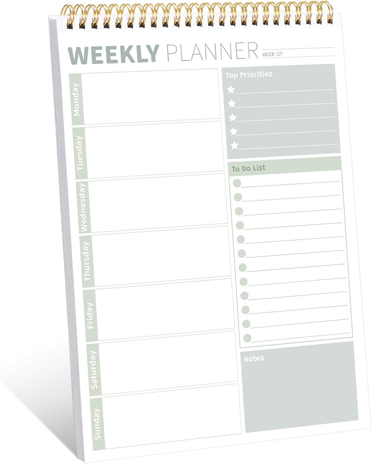 Undated Weekly Planner Pad, 52 Sheets To Do List Pad Desk Planner Meal Planner for Study Work Menu, 100GSM Thick Paper, 25 x 17 cm, 1 Year of Use