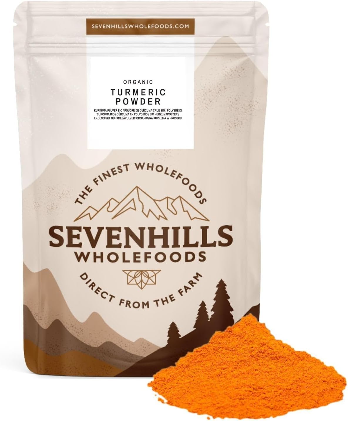Sevenhills Wholefoods Organic Turmeric Powder 1kg, Premium Spice for use in Drinks, curries and savoury Dishes, Curcumin
