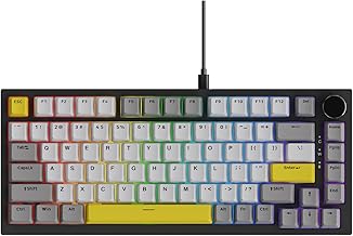 KA820 75% Wired RGB Hot Swap Mechanical Keyboard with Volume Knob - Poron Foam Gasket Mounted - South Facing LED - OME Profile PBT Keycap - Custom Linear Switch