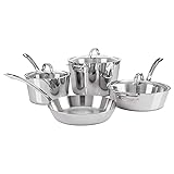 Viking Culinary Contemporary 3-Ply Stainless Steel Cookware Set, 7 Piece, Includes Glass Lids, Pots and Pans, Dishwasher, Oven Safe, Works on All Cooktops including Induction