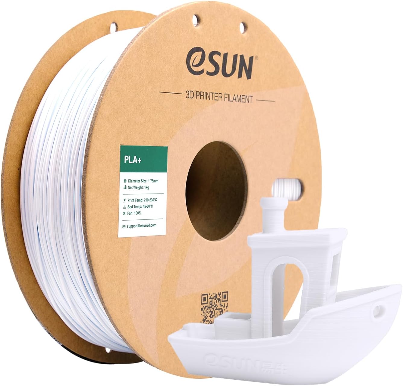 eSUN PLA+ Filament 1.75mm, 3D Printer Filament PLA Plus, Dimensional Accuracy +/- 0.03mm, 1KG Spool (2.2 LBS) 3D Printing Filament for 3D Printers, Cold White