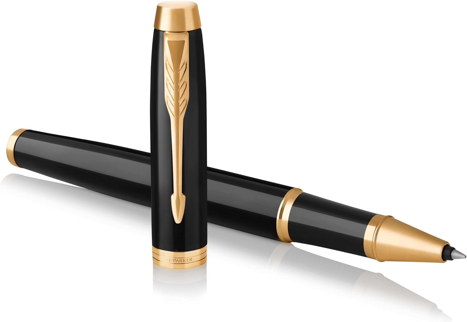 Parker IM Rollerball Pen | Black Lacquer with Gold Trim | Fine Point Black Ink | Gift Box