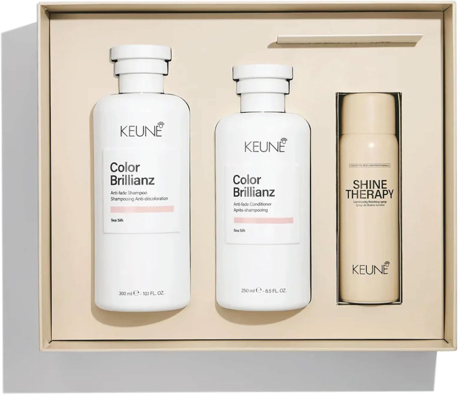 Keune Color Brillianz Shampoo 300ml Conditioner 250ml and Shine Therapy Spray Travel Size Set