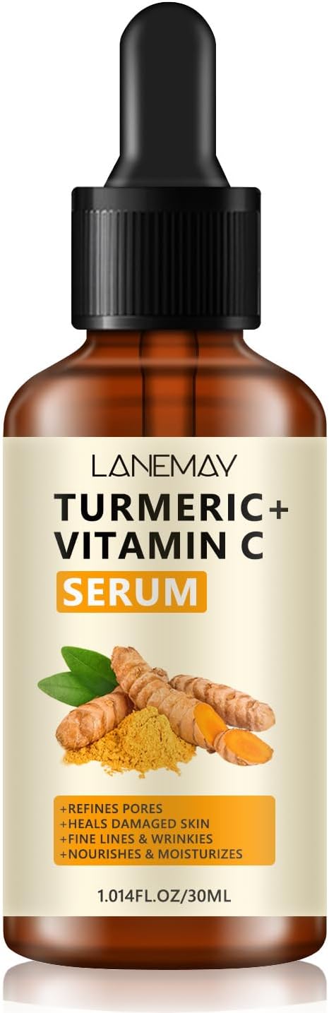 Turmeric Face Serum, Facial Serum Ginger Oil + Vitamin C Organic Moisturizer Vit C Serum, Dark Spot Serum, Hydrate Dull & Dry Skin, Anti-Aging Benefits Smooth Skin - Suitable for Seasonal Use