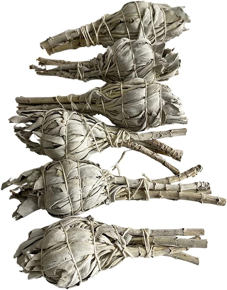 VIE Naturals Sage Smudge Sticks, Pack of 6 Torch White Sage 4"
