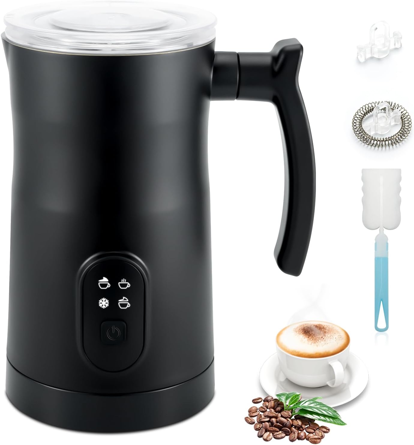 Qeelin Electric Milk Frother, 4 in 1 Milk Steamer,11.8oz/350ml Automatic Warm and Cold Foam Maker for Coffee,Latte, Cappuccino, Macchiato, Hot Chocolate