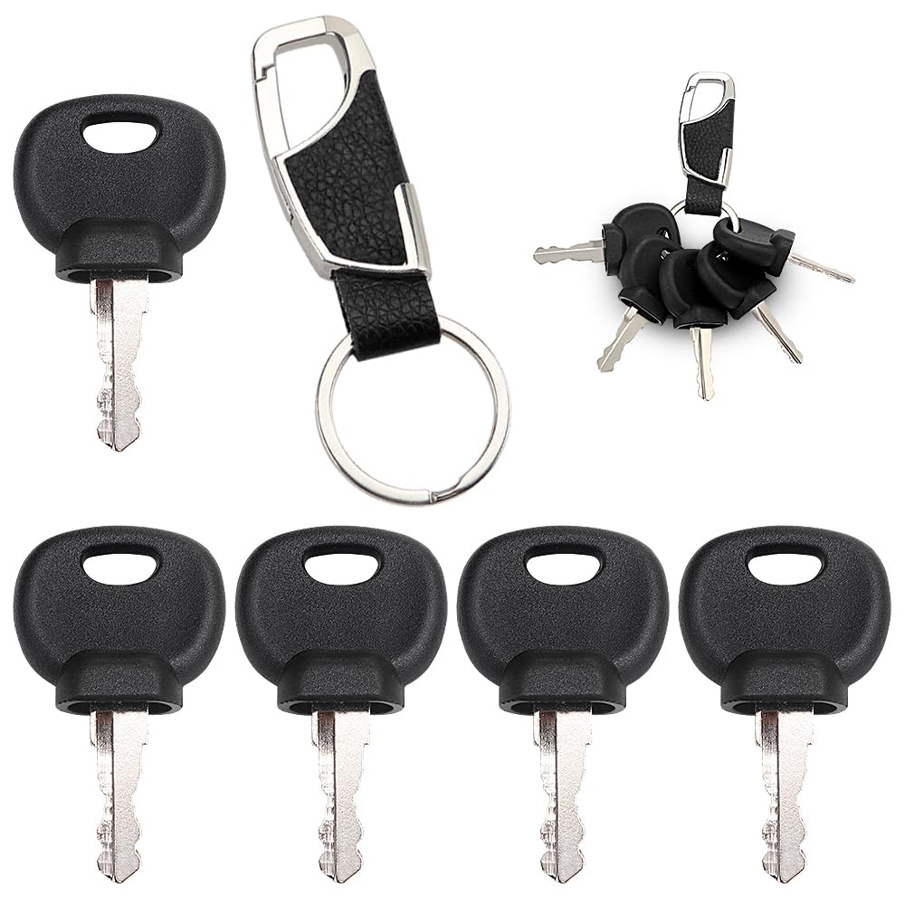 VooGenzek 5 PCS 14607 Ignition Key, Construction Machines Key, with Keychain, Compatible with JCB BOBCAT BOMAG MANITOU Tractor