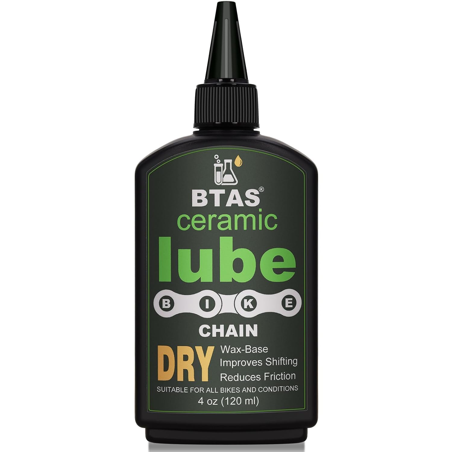 Ceramic Dry Bike Chain Lube 4 oz -UV Tracer Dye -Road,Mountain Bicycle Lubricant Oil,Dry and Dusty Weather Conditions