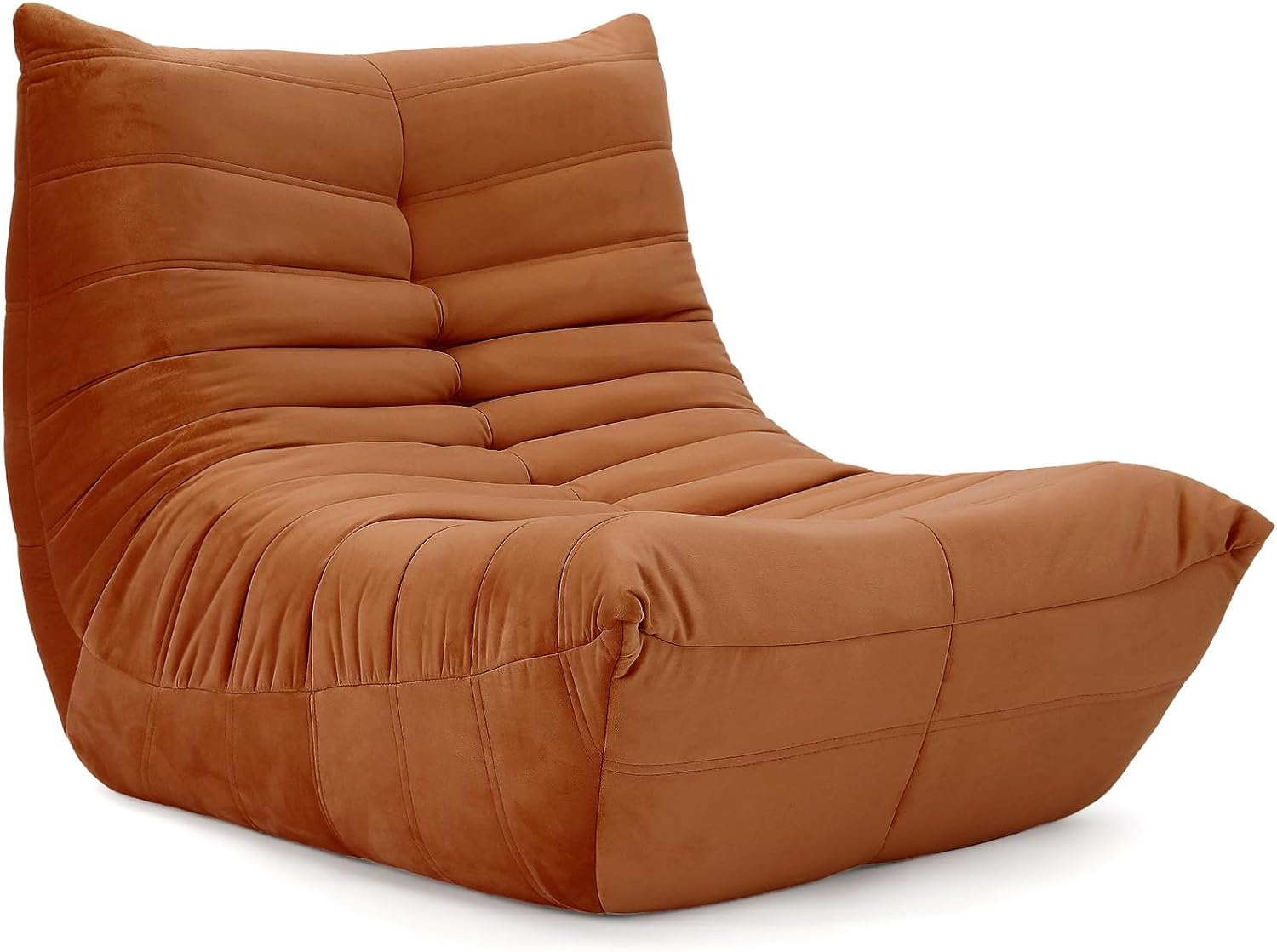 Vesgantti Togo Fireside Lounge Chair, Soft Suede, Premium Foam, Lazy Floor Sofa Couch, Corner Bean Bag, Brown Armless Accent Chair for Living Room, Office