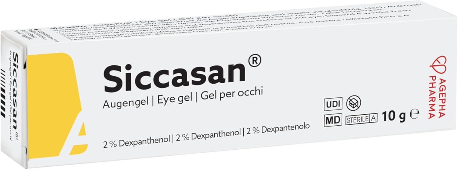 Siccasan Intensive Dry Eye Gel with Carbomer and Dexpanthenol | Corneal Gel & Eye Lubricant | Relief Against Dry, Irritated and Sore Eyes | Night Time Use for Dry Eyes