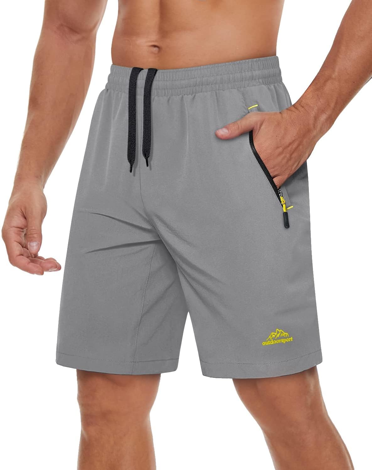 TACVASEN Men's Quick-Drying Training Shorts, Running Shorts, Breathable Sports Shorts with Zip Pockets