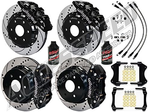 WILWOOD BIG BRAKE KIT COMBO PACKAGE - WITH FREE BRAKE LINES & FLUID - AERO6 FRONT & AERO4 REAR - BLACK CALIPERS, 14 DRILLED ROTORS, Compatible with 2007-2018 GM 1500 TRUCK/SUV