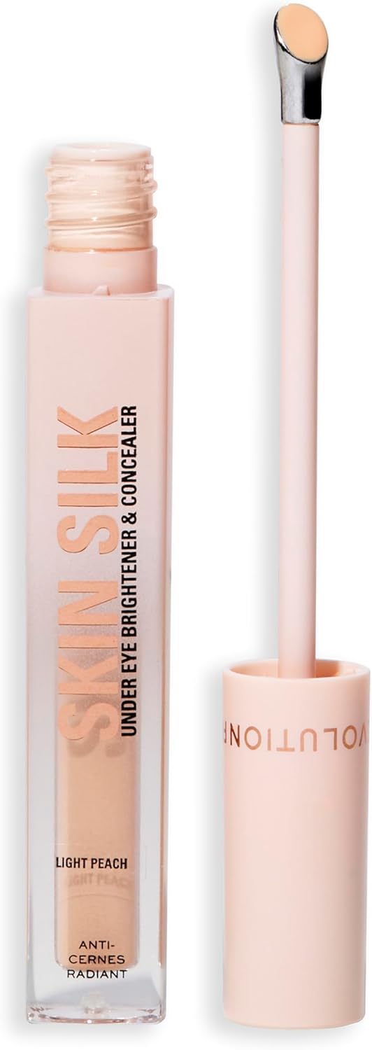 Revolution, Skin Silk Radiant Serum Under Eye Brightener, Hydrates & Smooths Under Eye with Hyaluronic Acid & Squalane, Vegan & Cruelty-Free, Light Peach, 4ml