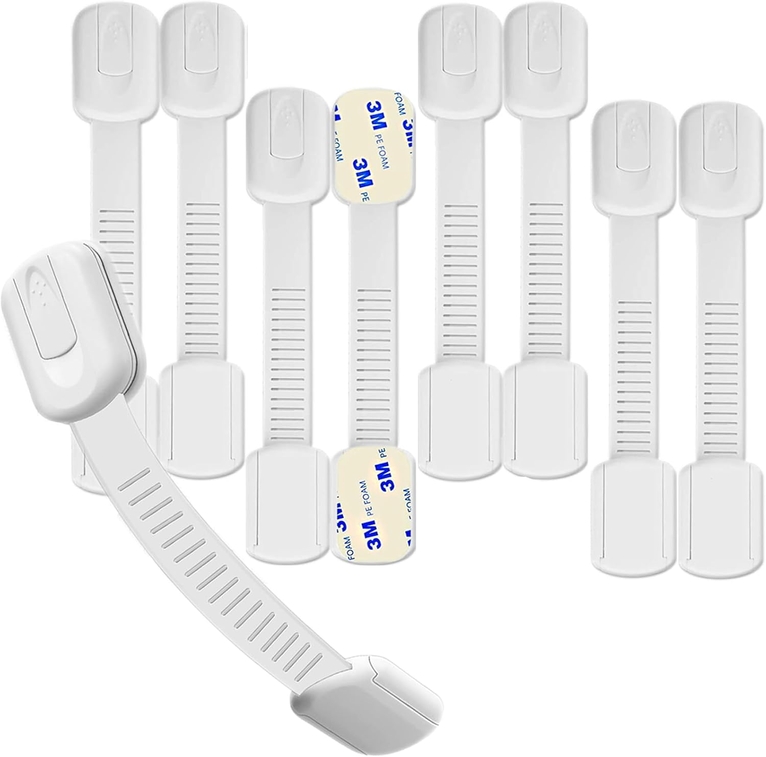 Hion Child Safety Locks,8 Pack Adjustable Cupboard Locks for Children Baby,Baby Proof Safety Locks for Cupboard Cabinet Fridge Drawer Refrigerator Kitchen Toilet - Easy Install,No Tools Needed