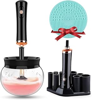 Hangsun Makeup Brush Cleaner and Dryer Machine Electric Cosmetic Make Up Brushes Set Cleaning Tool with 8 Size Rubber Collars Wash and Dry in Seconds
