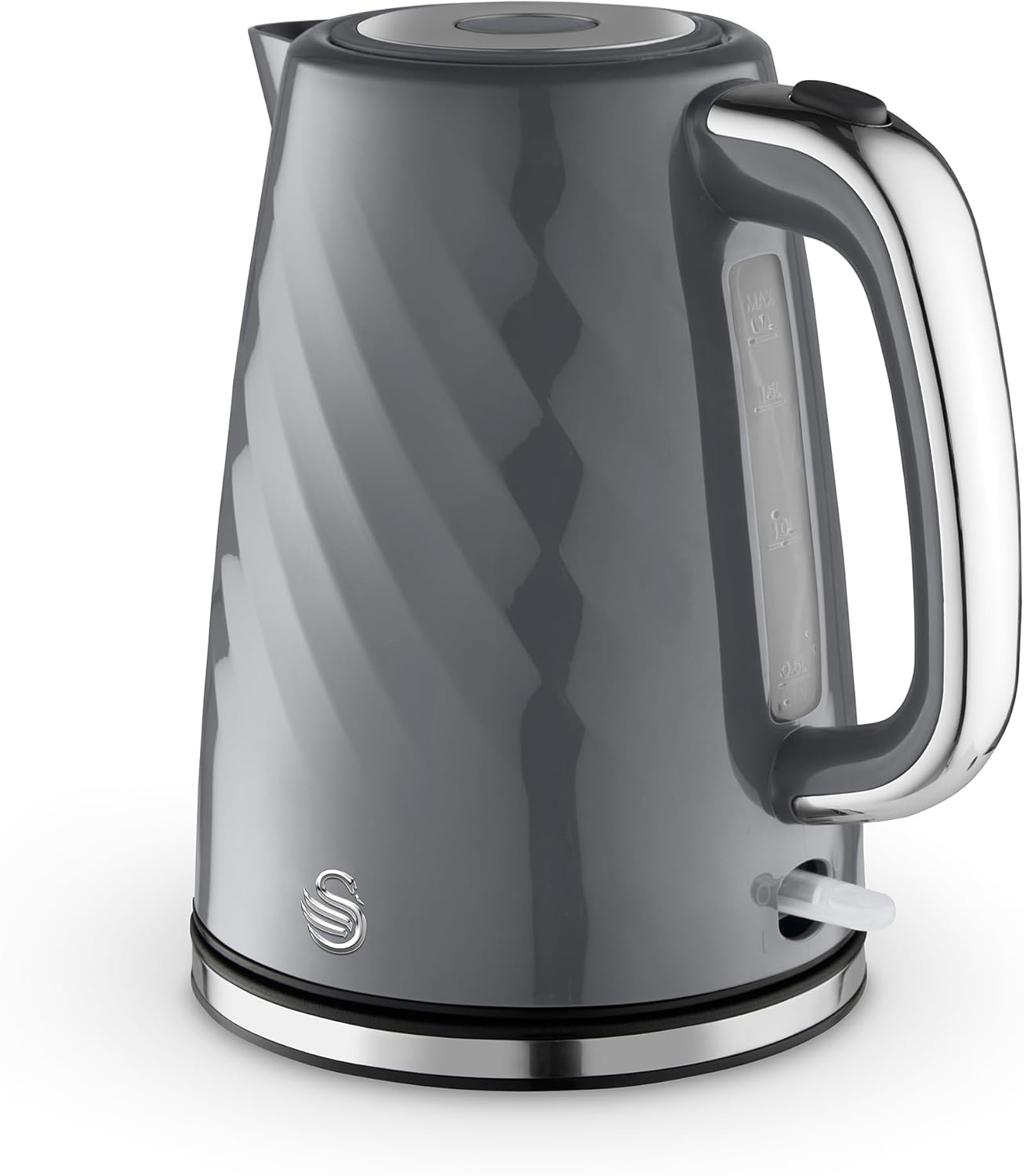 Swan SK14611GRY Windsor Rapid Boil Kettle with Removable Limescale Filter, Boil Dry Protection and Hidden Cord Storage, 1.7L, 3KW, Grey