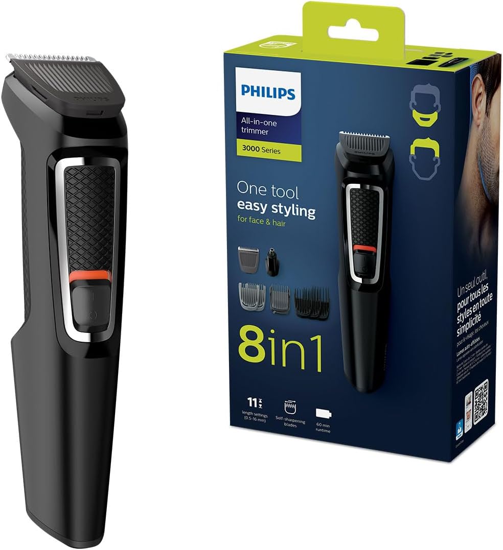 Philips Multigroom Series 3000 8-in-1 Face and Body Hair Shaver and Trimmer (Model MG3730/13)