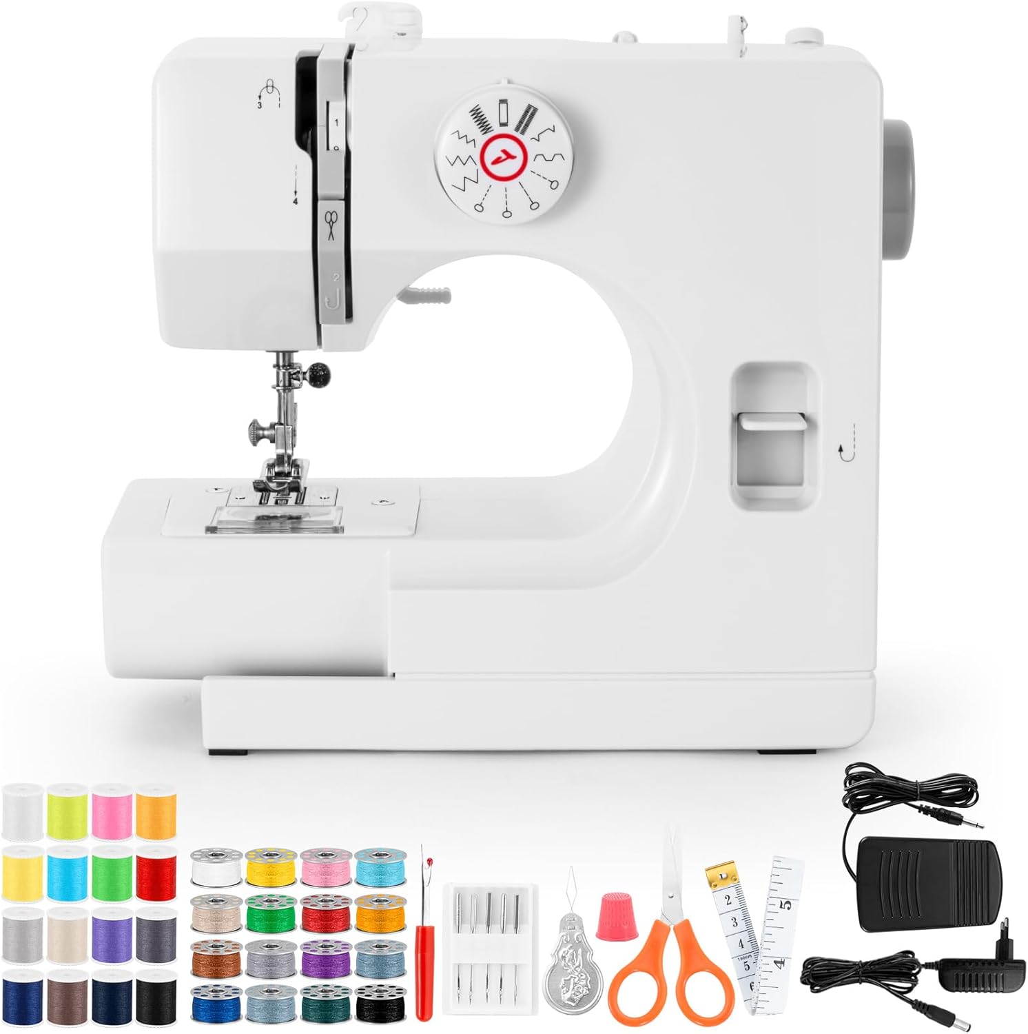 Sewing Machine, Mini Sewing Machine, Electric Portable Sewings Machines for Beginners, 12 Stitch Dual Speed with Foot Pedal & Sewing Kit - (Newest Smooth Version)