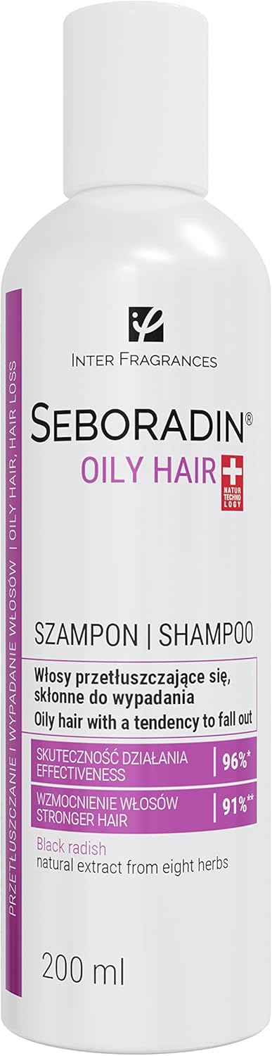 SEBORADIN OILY HAIR Shampoo for Greasy Hair 200 ml Vitamins and Natural Extracts for Thickening and Growth Natur Technology Hair and Scalp Treatment