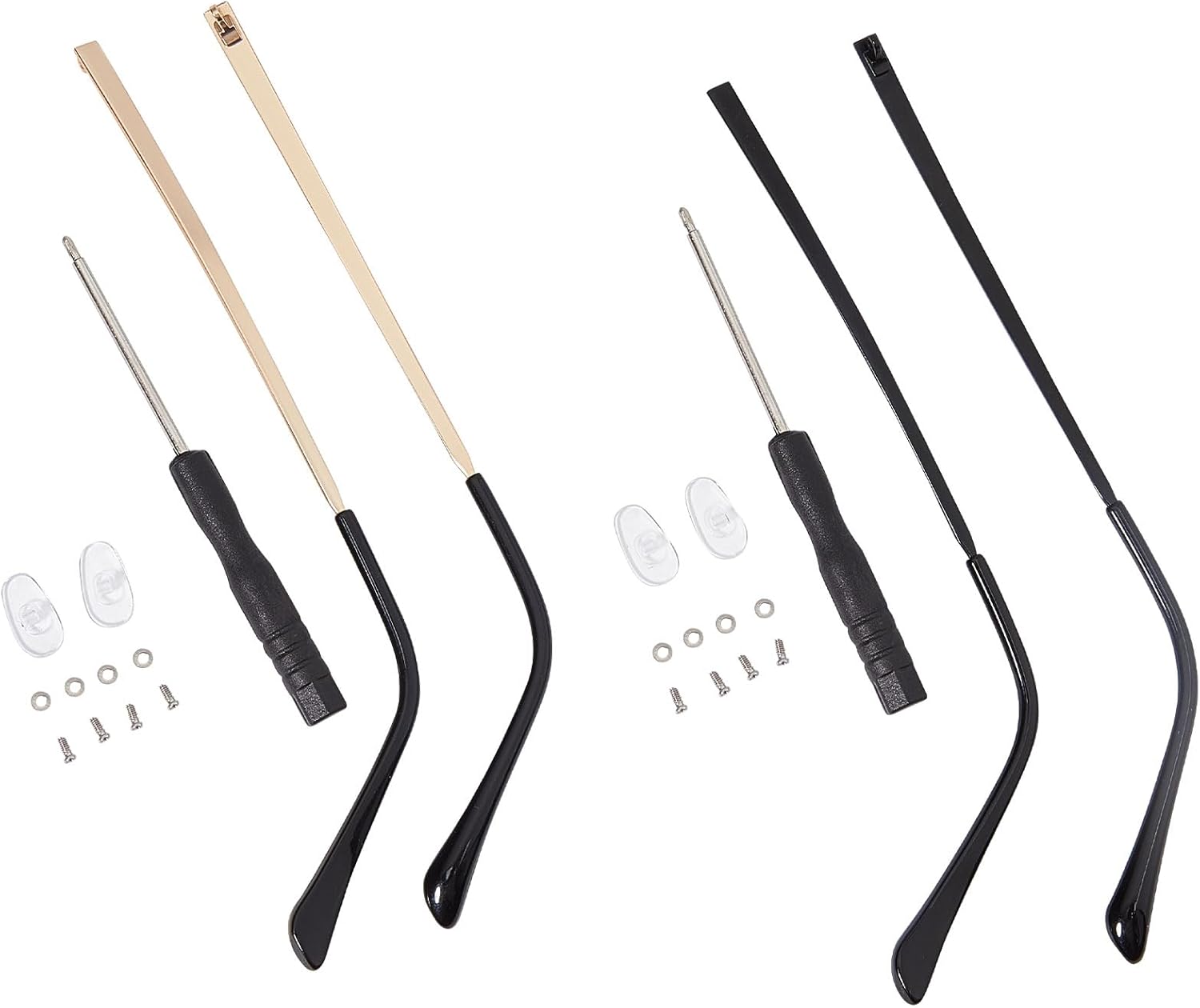 GORGECRAFT 4PCS 2 Colors Eyeglasses Arms Replacement Leg Accessories Eyeglass Temple Arms Universal Eyewear Repair Frame Temple Replacement with Screwdriver Screw Washer for Glasses Sunglasses